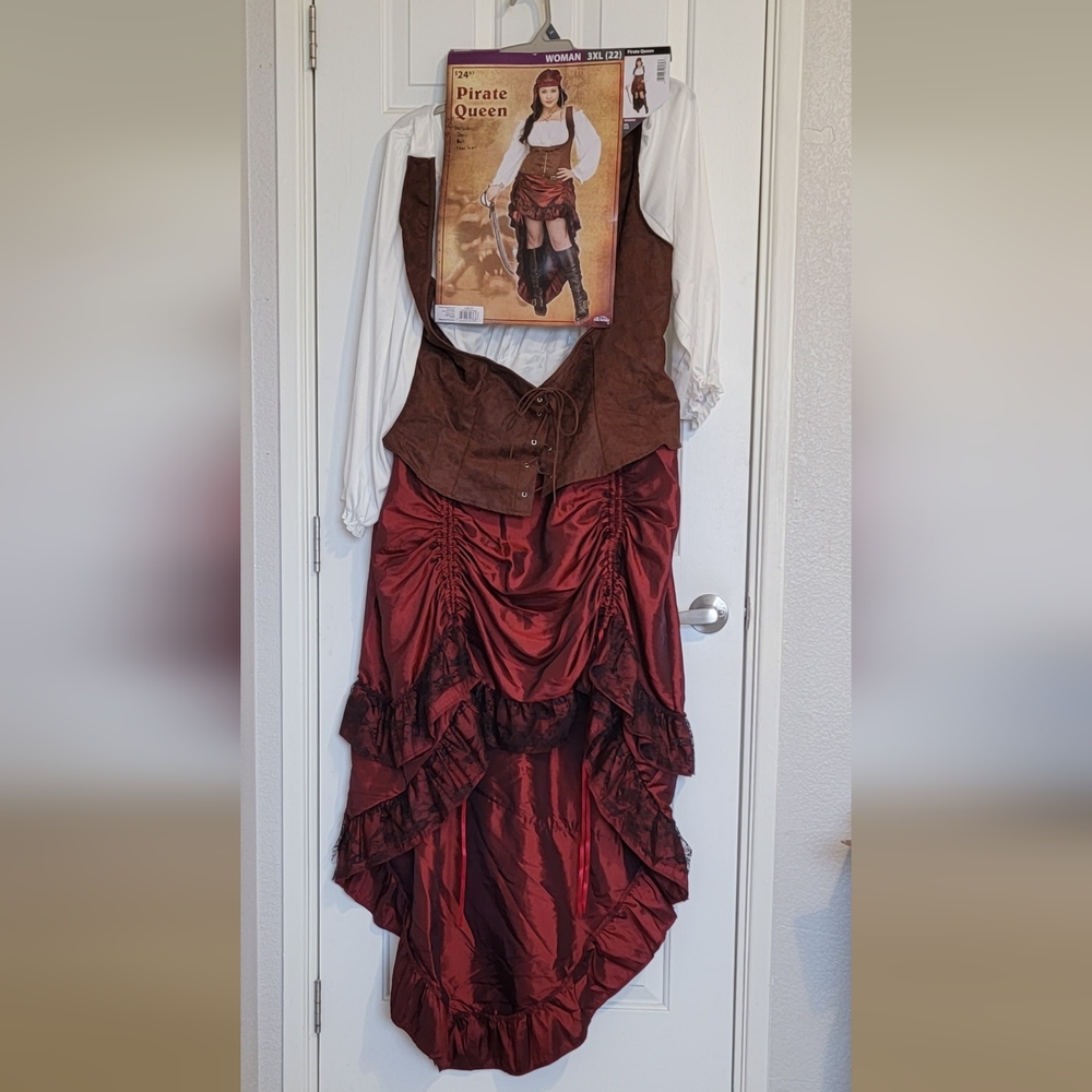Pirate Queen Women's Burgundy Brown Costume Dress